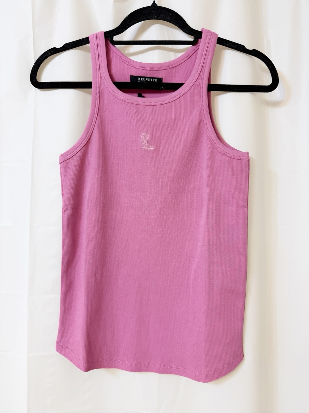 Brunette The Label Cowgirl Boot Ribbed Tank Top Retro Pink w/ Light Pink M/L